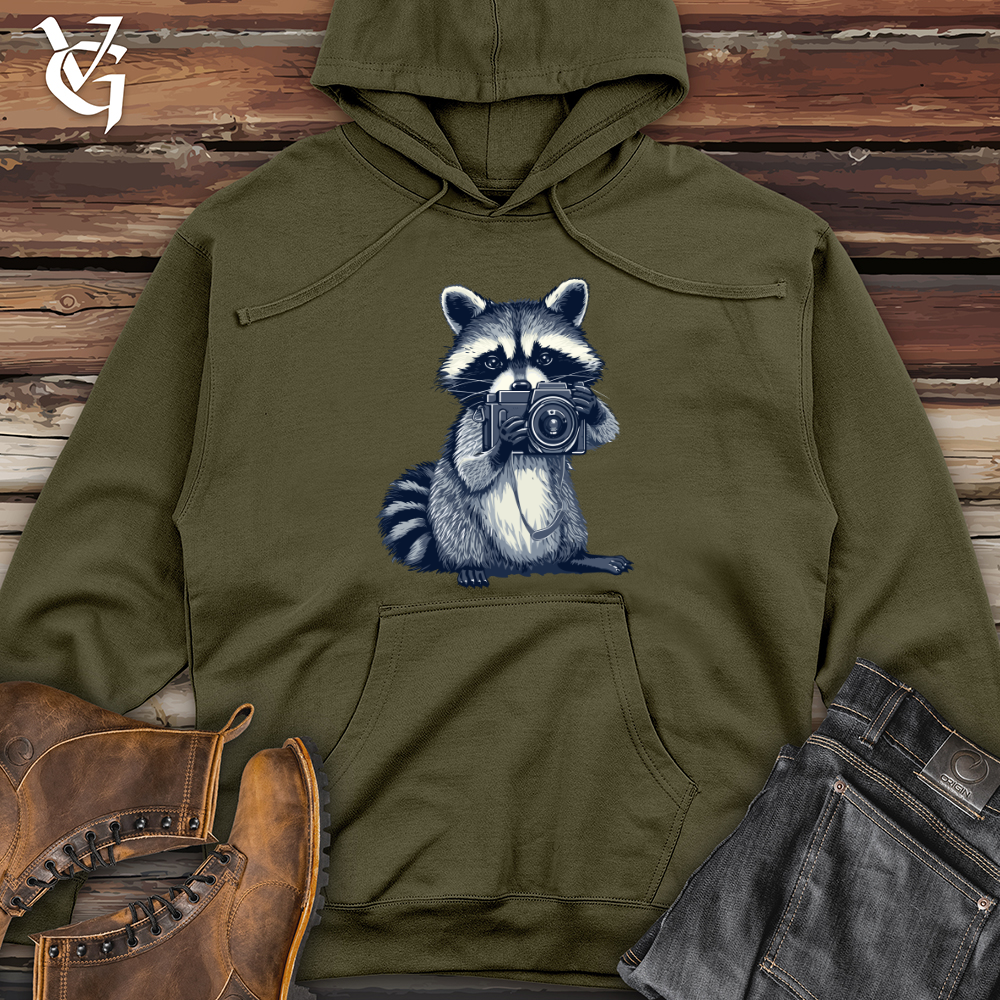Viking Goods Raccoon Photographer Snapshot Midweight Hooded Sweatshirt Army / L