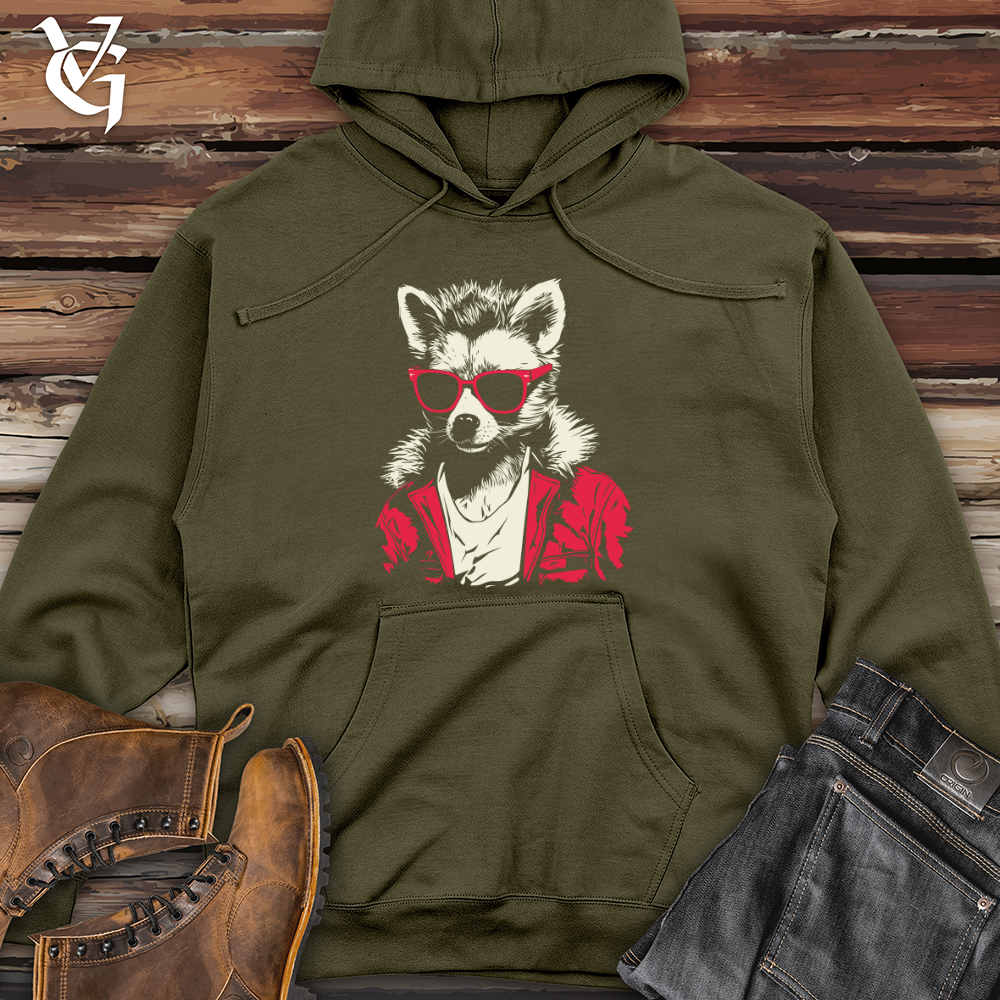 Viking Goods Raccoon Retro Midweight Hooded Sweatshirt Army / L