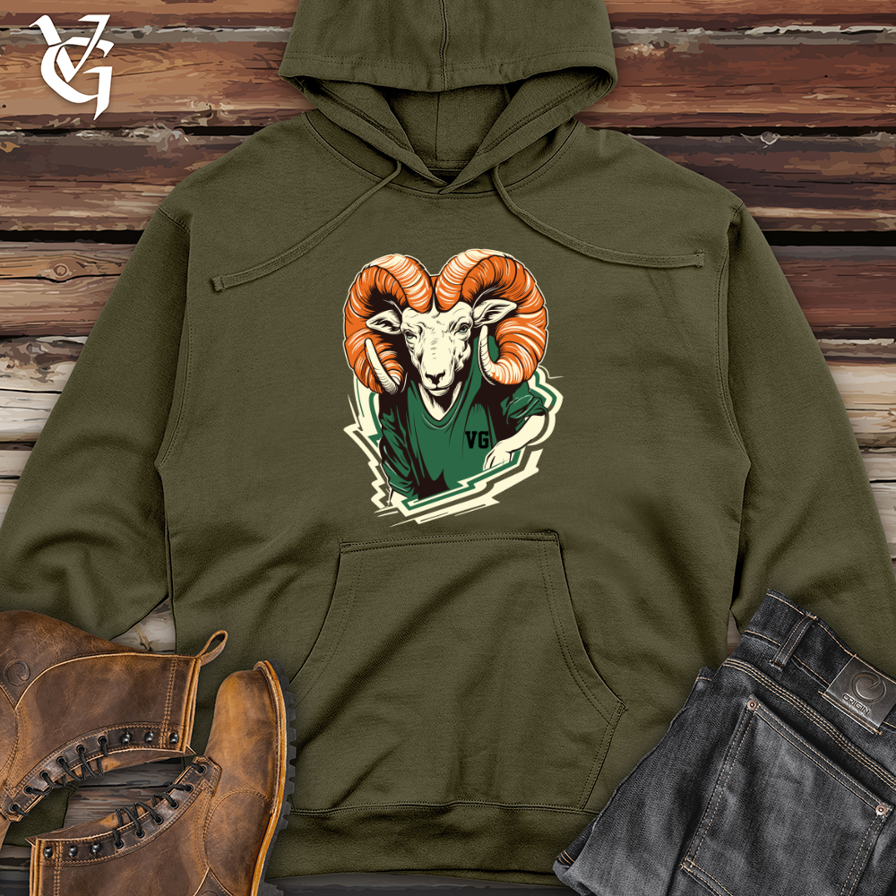 Viking Goods Ram Mountain Hoops Sneaker Trek Midweight Hooded Sweatshirt Army / L