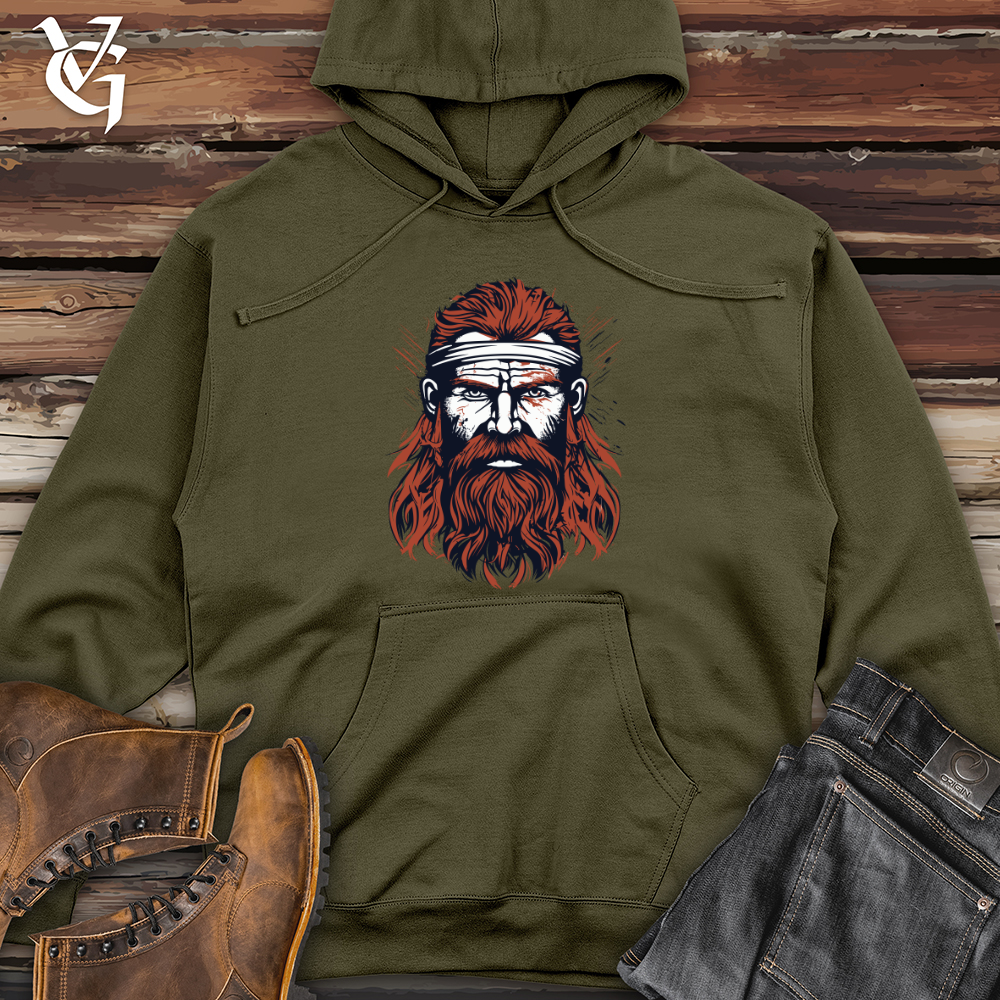 Viking Goods Red Viking Warrior Midweight Hooded Sweatshirt Army / L