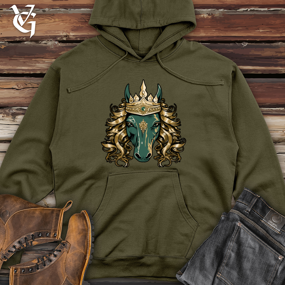 Viking Goods Regal Horse Majesty Midweight Hooded Sweatshirt Army / L