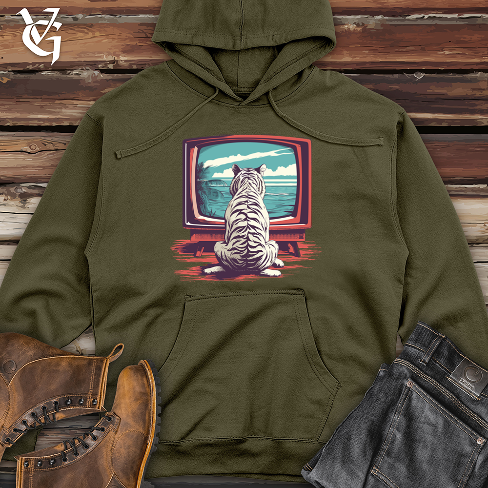 Viking Goods Retro Channel Tiger Midweight Hooded Sweatshirt Army / L