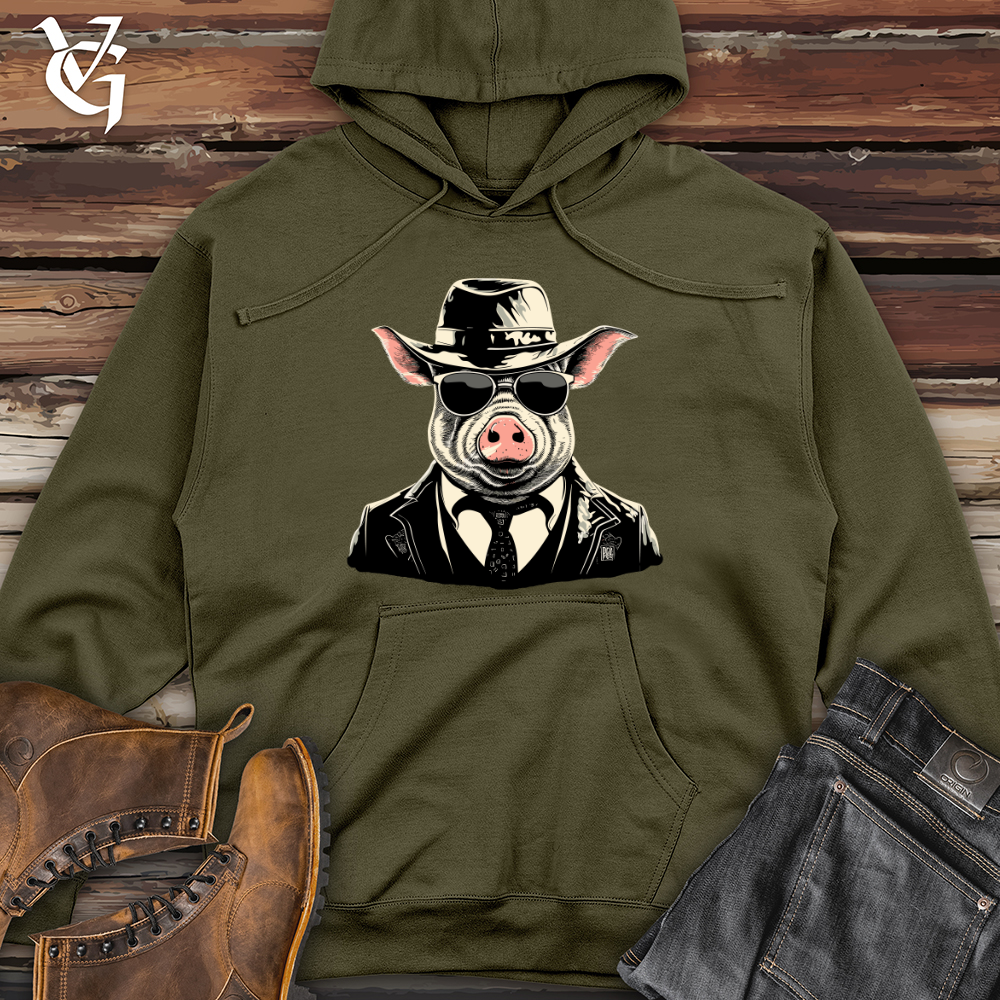 Viking Goods Retro Gangster Hog Midweight Hooded Sweatshirt Army / L
