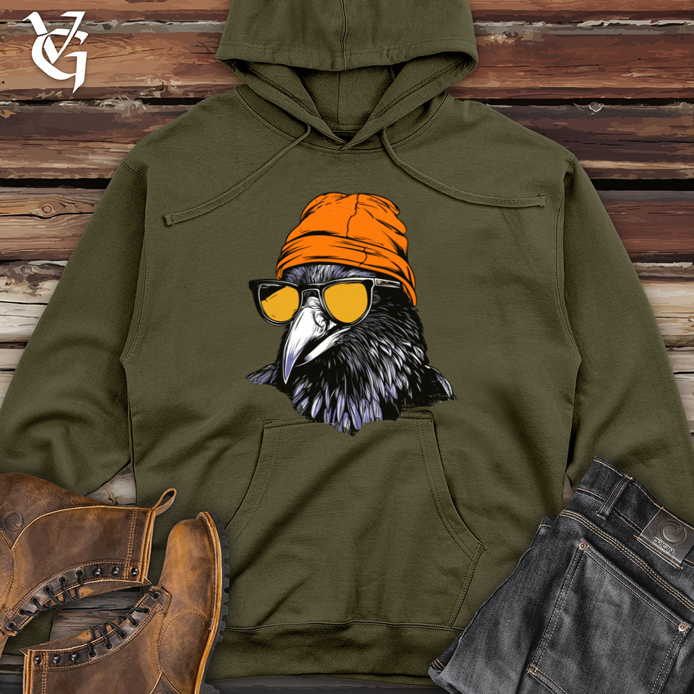 Viking Goods Retro Raven Shades Midweight Hooded Sweatshirt Army / L