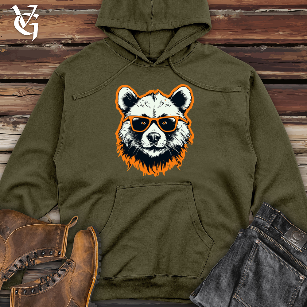 Viking Goods Retro Specs Panda Midweight Hooded Sweatshirt Army / L