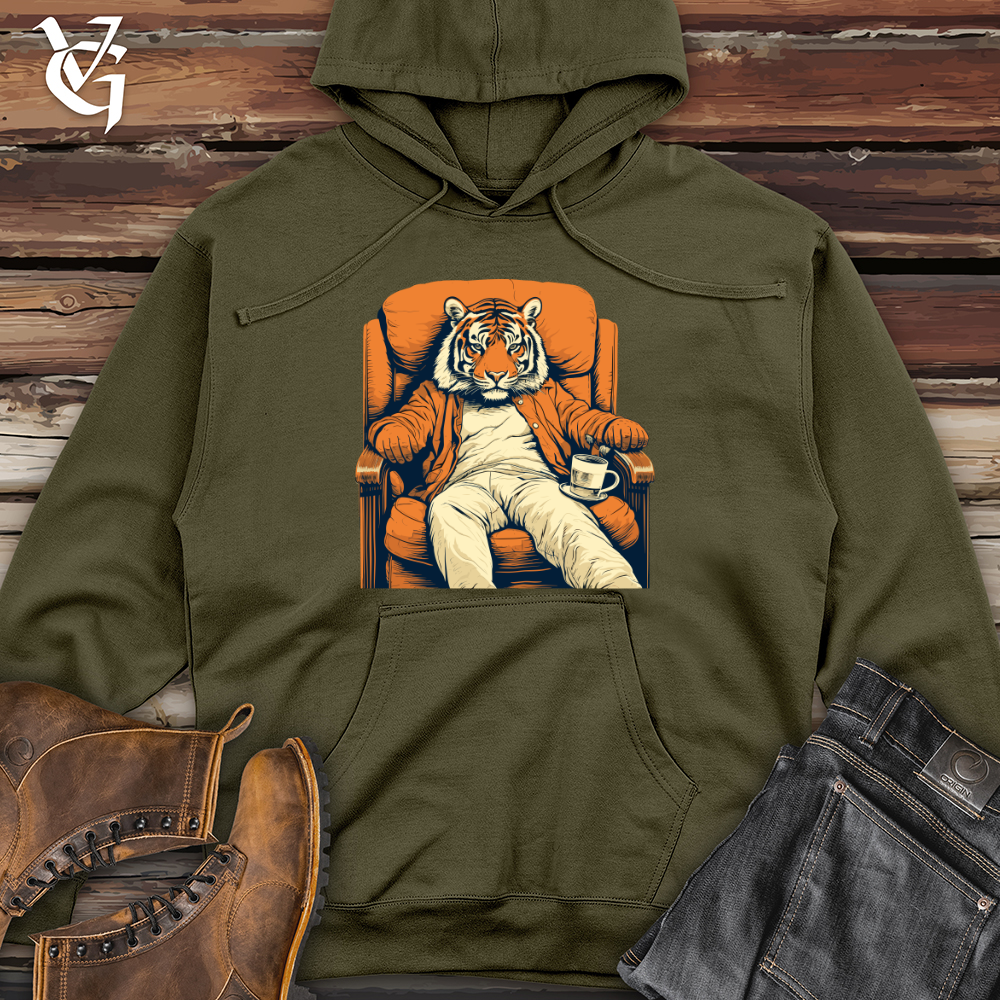Viking Goods Retro Tiger Lounger Midweight Hooded Sweatshirt Army / L