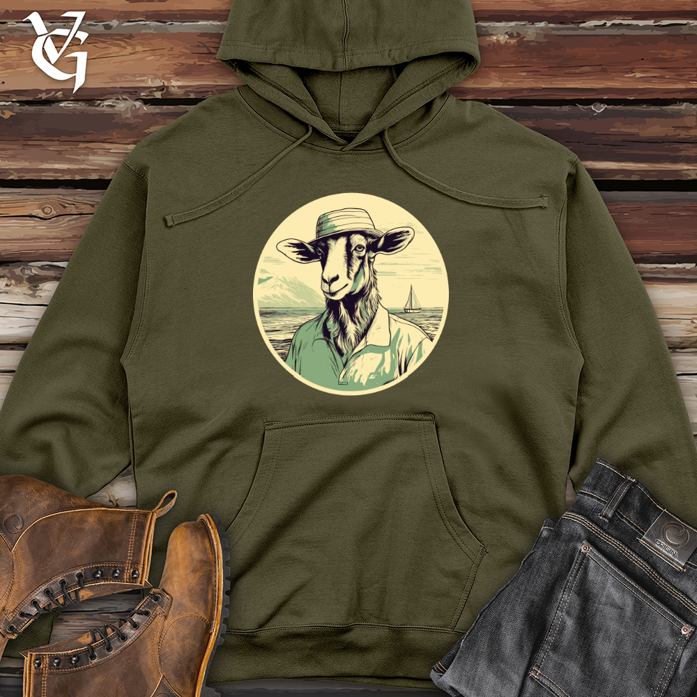 Viking Goods Sailing Goat Captain Midweight Hooded Sweatshirt Army / L