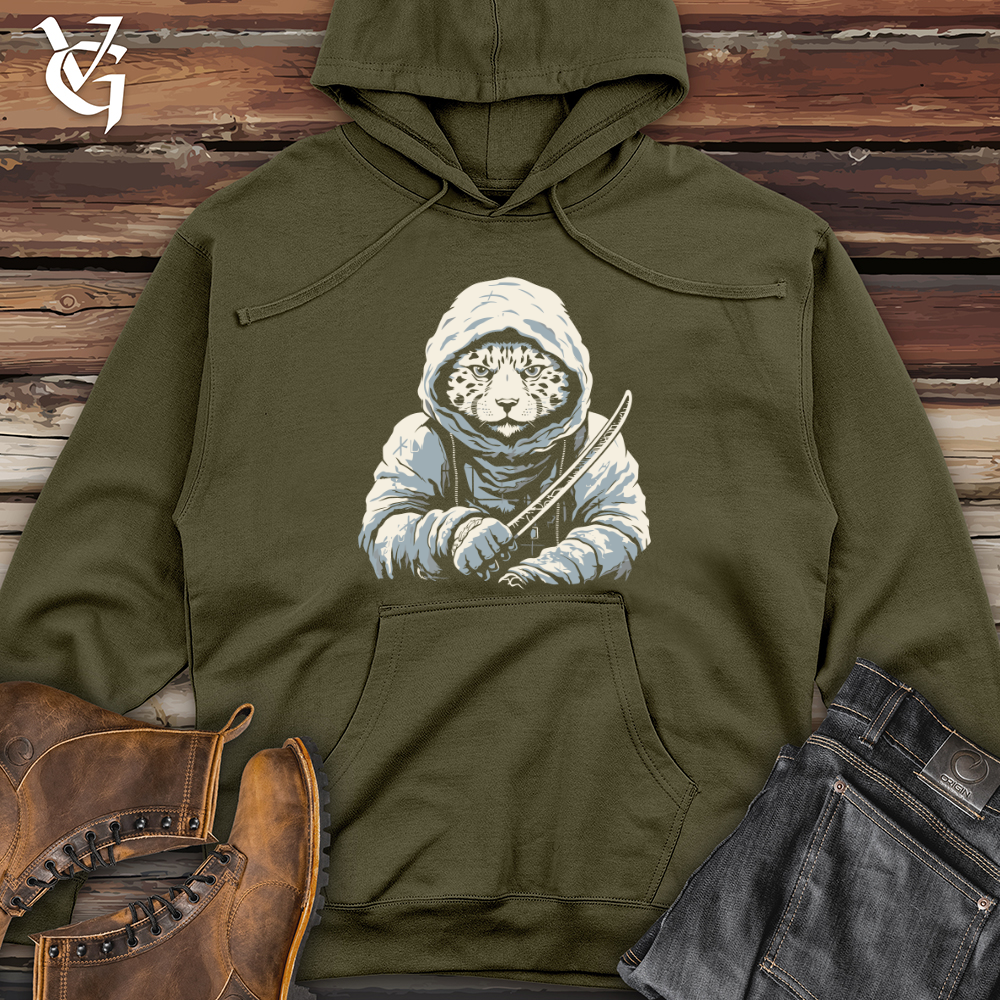 Viking Goods Snow Leopard Samurai Midweight Hooded Sweatshirt Army / L