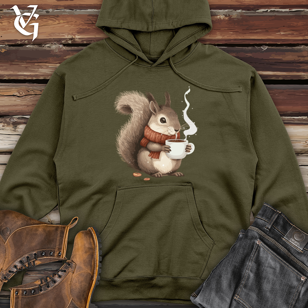 Viking Goods Squirrel Cozy Coffee Midweight Hooded Sweatshirt Army / L