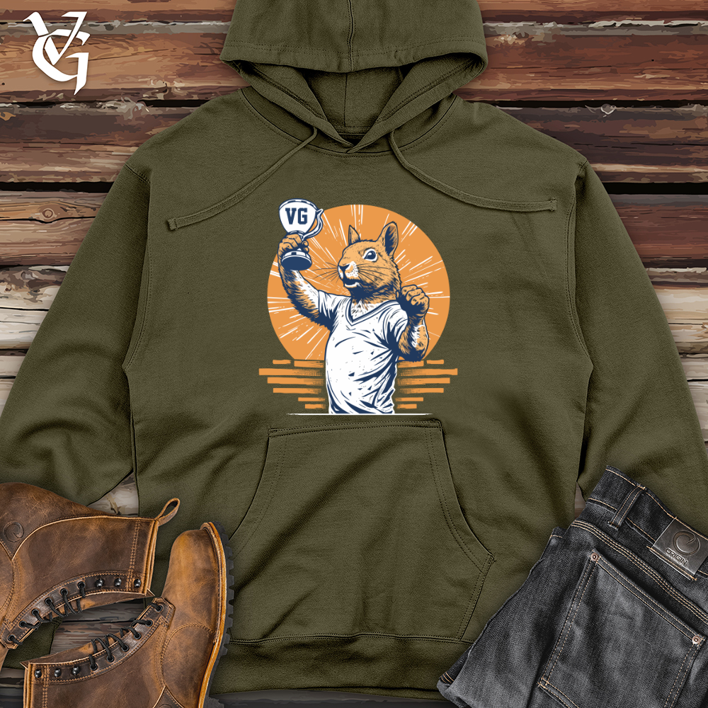 Viking Goods Squirrel Victory Cheer Midweight Hooded Sweatshirt Army / L