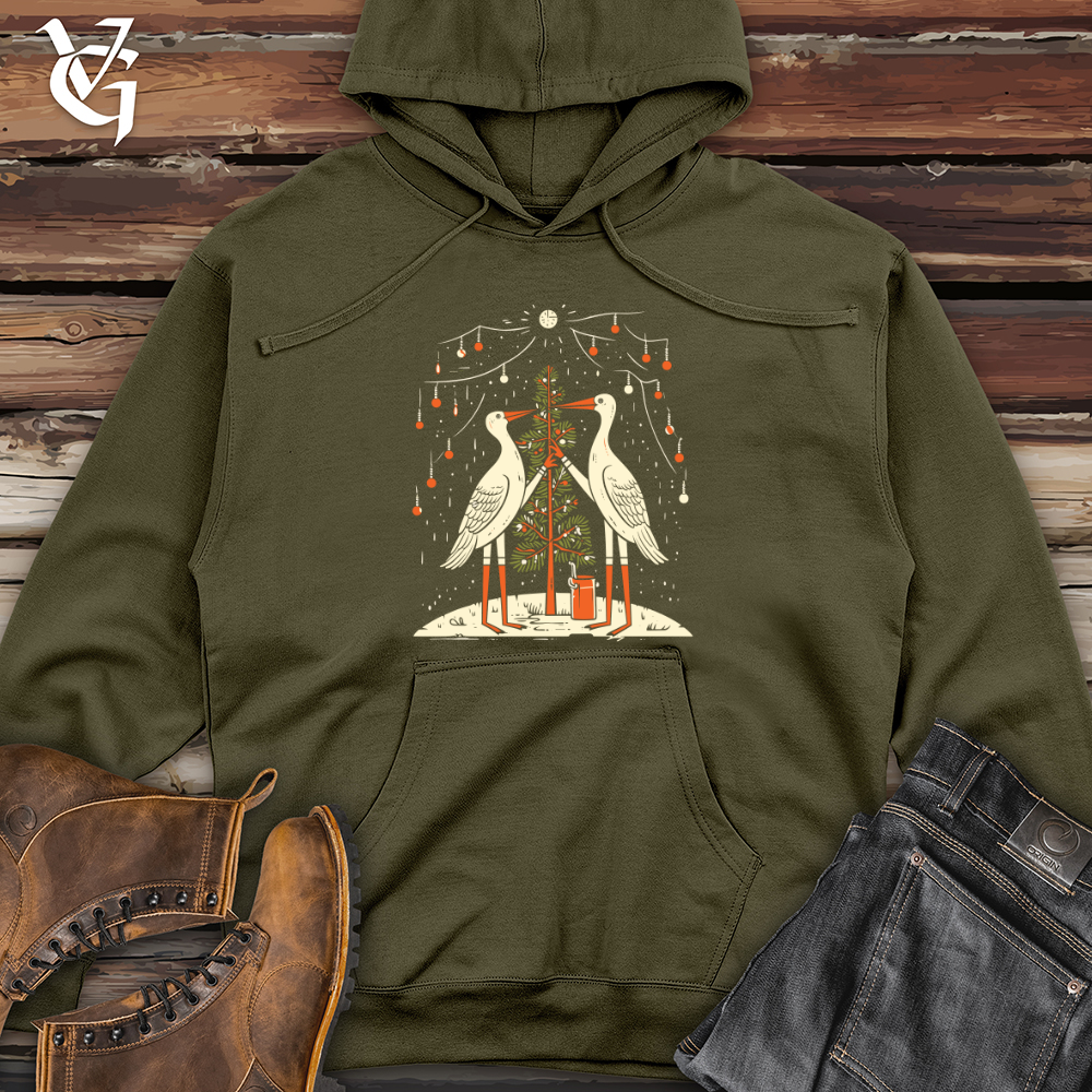 Viking Goods Storks Festive Gathering Midweight Hooded Sweatshirt Army / L