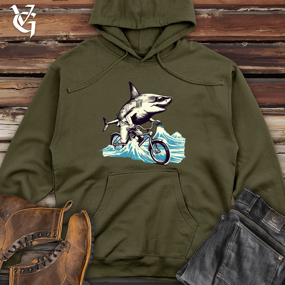 Viking Goods Sunset Shark Ride Midweight Hooded Sweatshirt Army / L