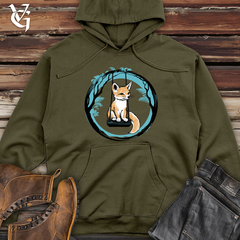 Viking Goods Swinging Fox Tale Midweight Hooded Sweatshirt Army / L