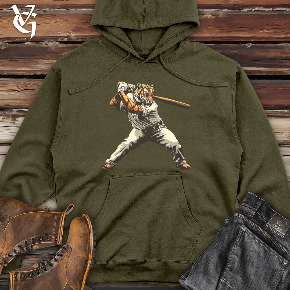 Viking Goods Tiger Slugger Swing Midweight Hooded Sweatshirt Army / L