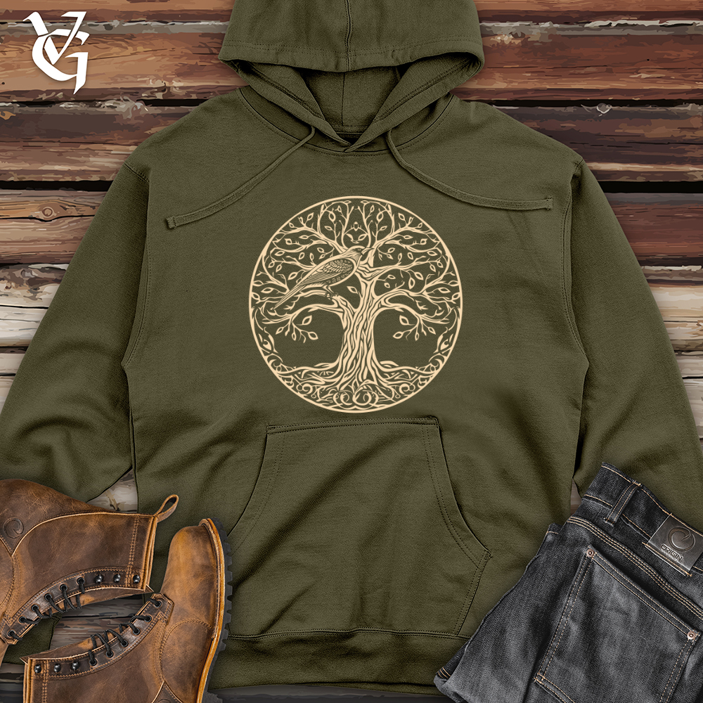 Viking Goods Tree of Life Songbird Midweight Hooded Sweatshirt Army / L