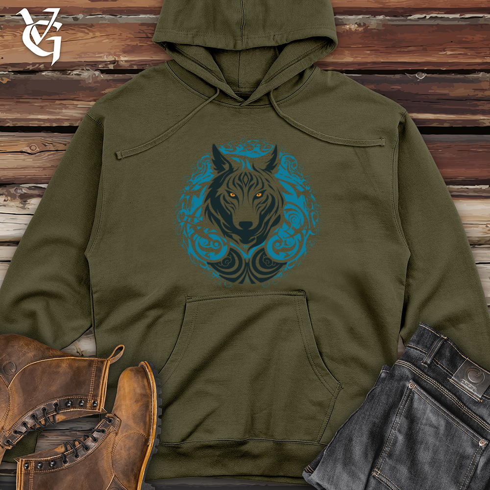 Viking Goods Tribal Wolf Essence Midweight Hooded Sweatshirt Army / L