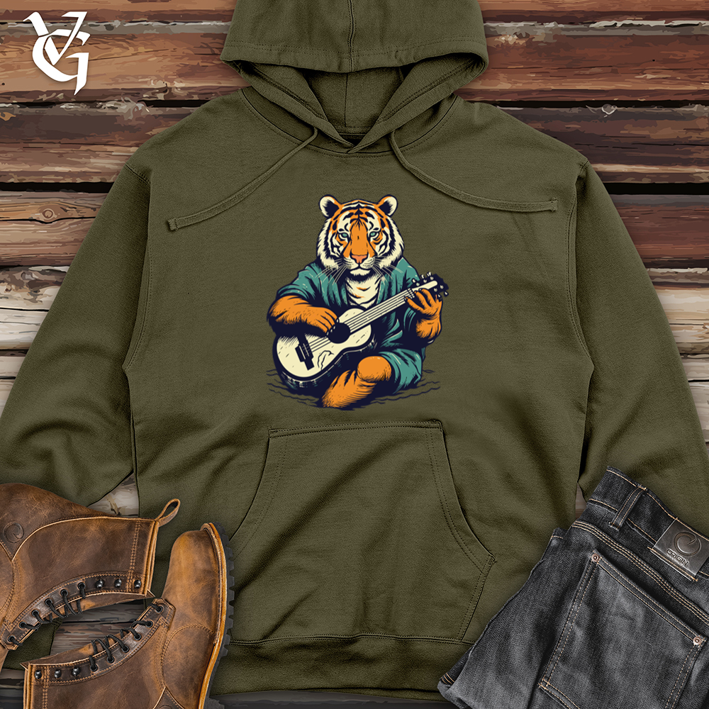 Viking Goods Ukulele Strum Tiger Midweight Hooded Sweatshirt Army / L
