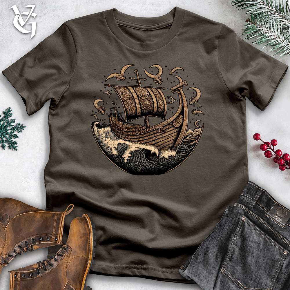 Viking Goods Vikings At Sea Cotton Tee Army / L