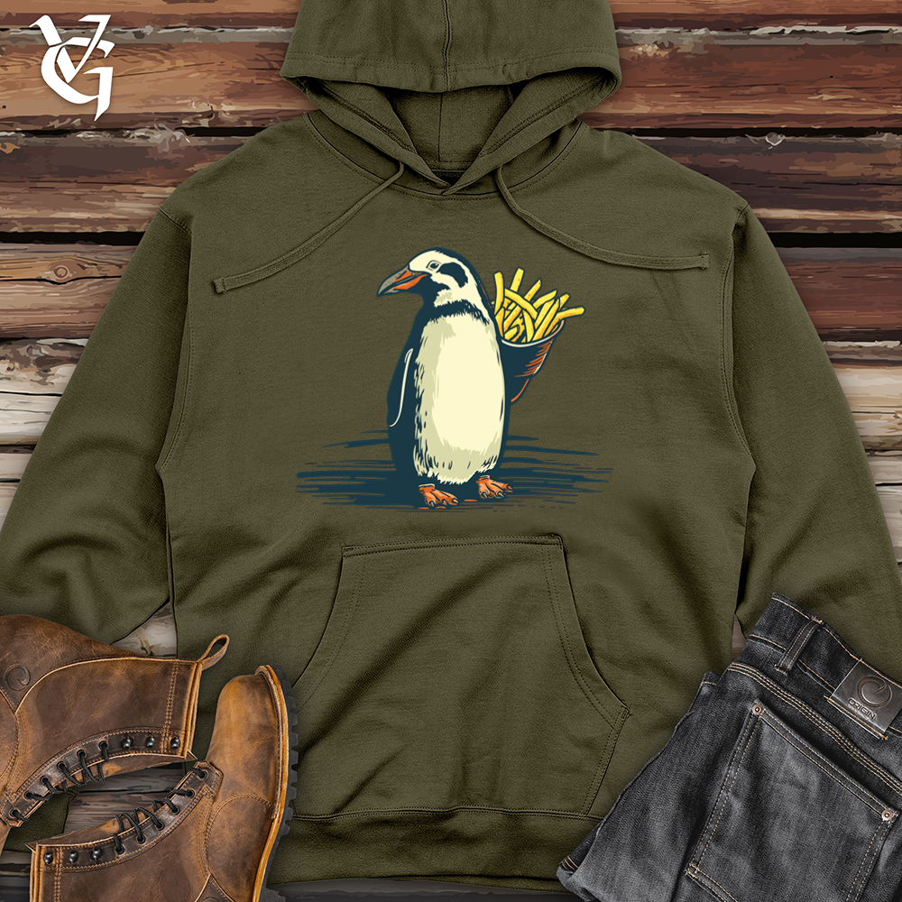 Viking Goods Vintage Fry Loving Penguin 01 Midweight Hooded Sweatshirt Army / L