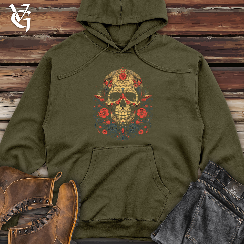 Viking Goods Vintage Mandala Skullscape Midweight Hooded Sweatshirt Army / L