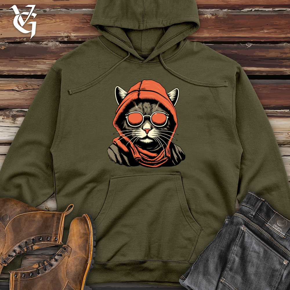 Viking Goods Vintage Masked Kitty Midweight Hooded Sweatshirt Army / L