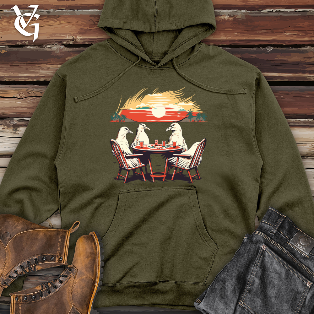 Viking Goods Vintage Poker Birds Midweight Hooded Sweatshirt Army / L