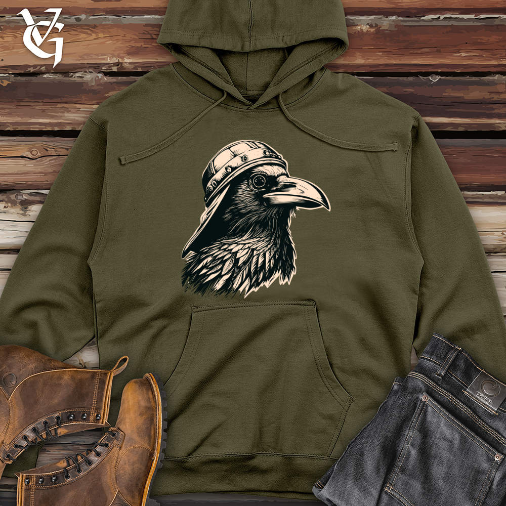 Viking Goods Vintage Raven Snapback Midweight Hooded Sweatshirt Army / L