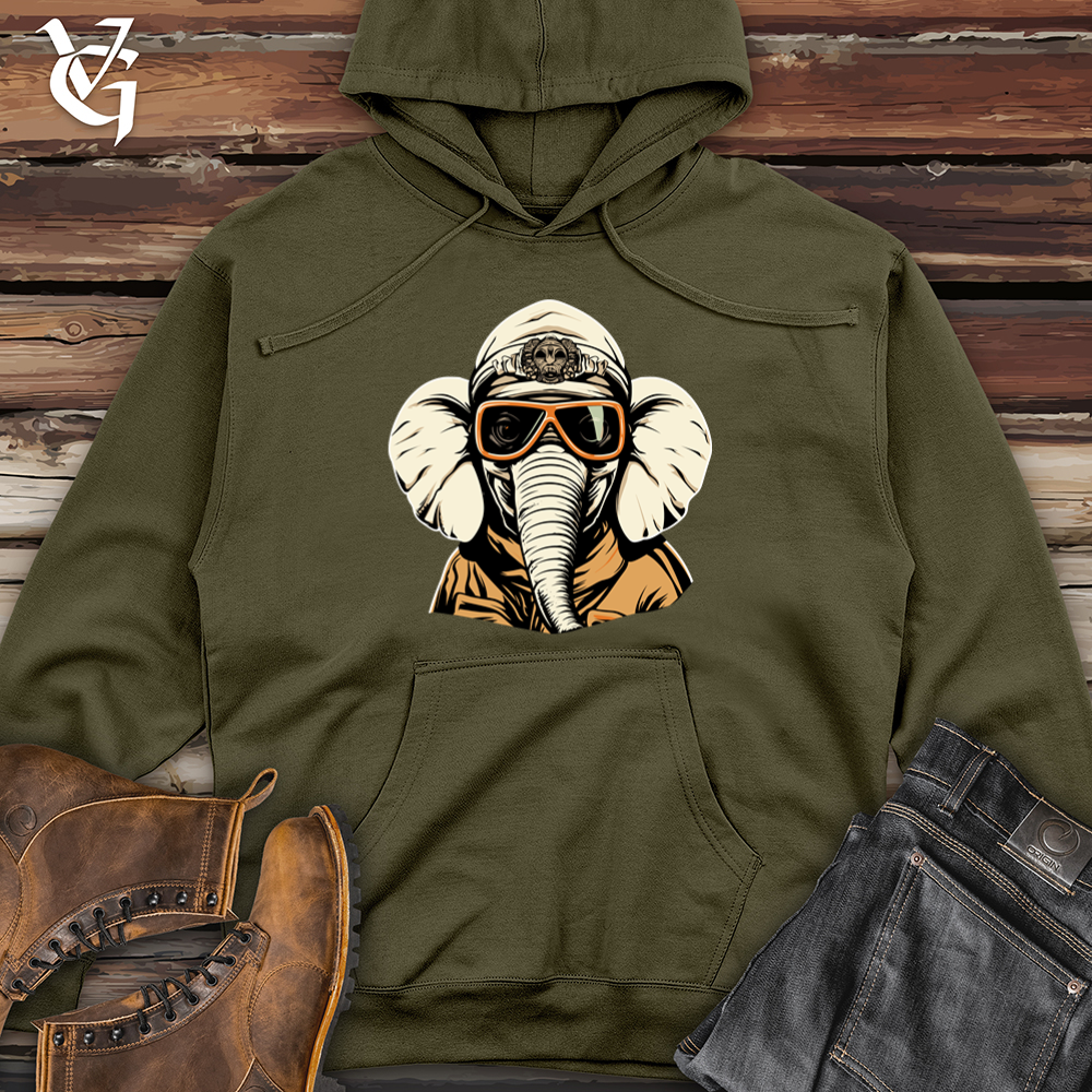 Viking Goods Vintage Ski Masked Elephant Midweight Hooded Sweatshirt Army / L