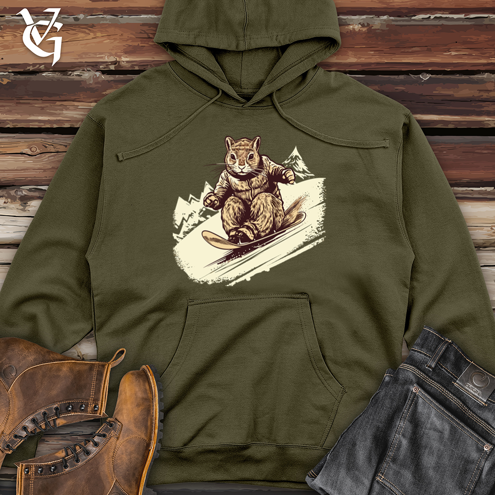 Viking Goods Vintage Sledding Squirrel Midweight Hooded Sweatshirt Army / L