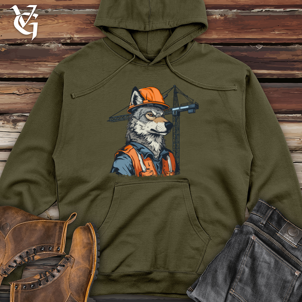 Viking Goods Wolf Construction Chief Midweight Hooded Sweatshirt Army / L