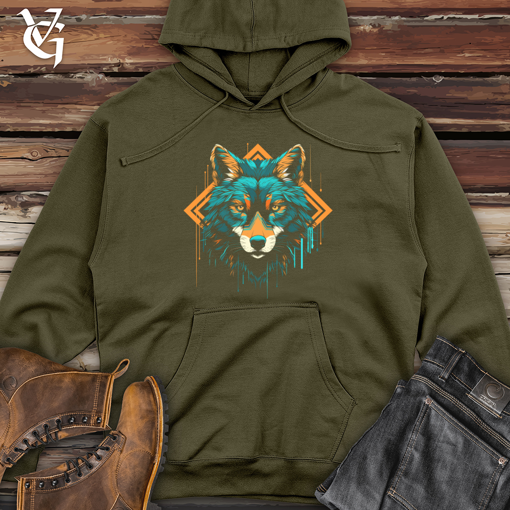 Viking Goods Wolf Geometric Gaze Midweight Hooded Sweatshirt Army / L