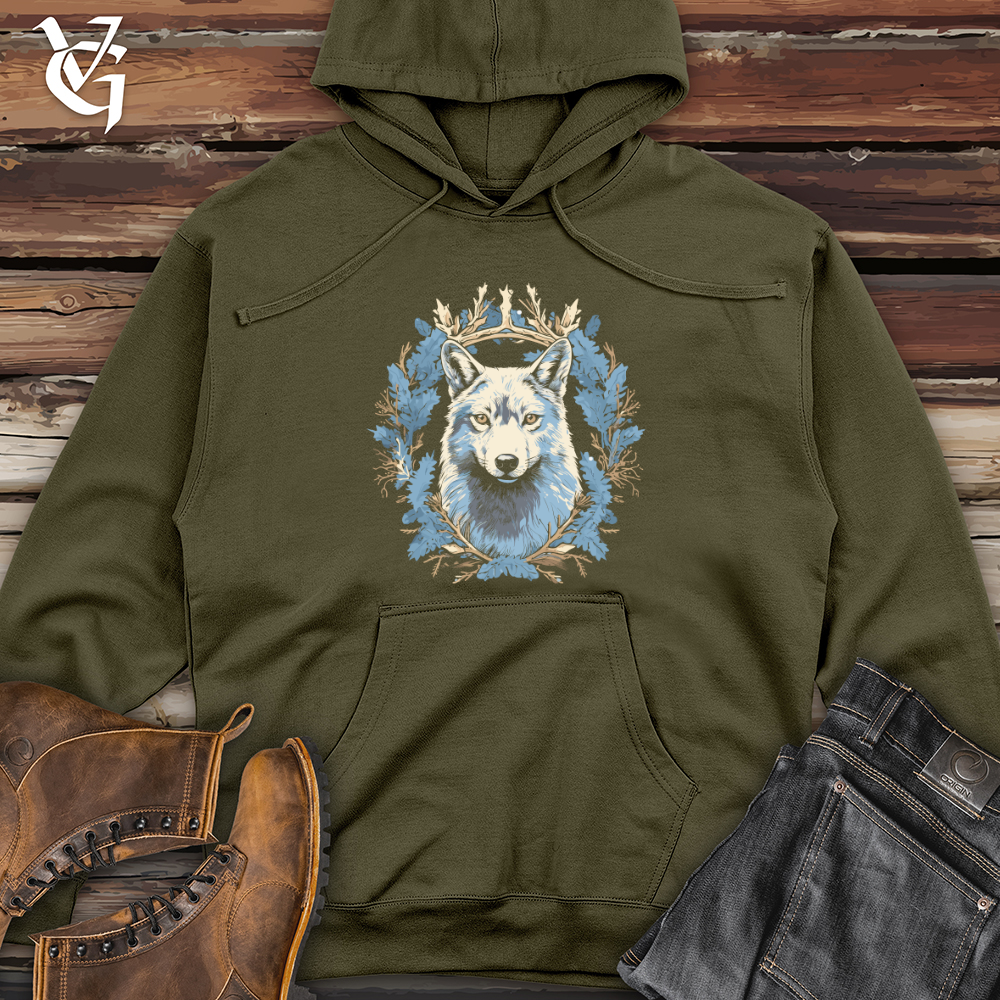 Viking Goods Wolf Winter Majesty Midweight Hooded Sweatshirt Army / L