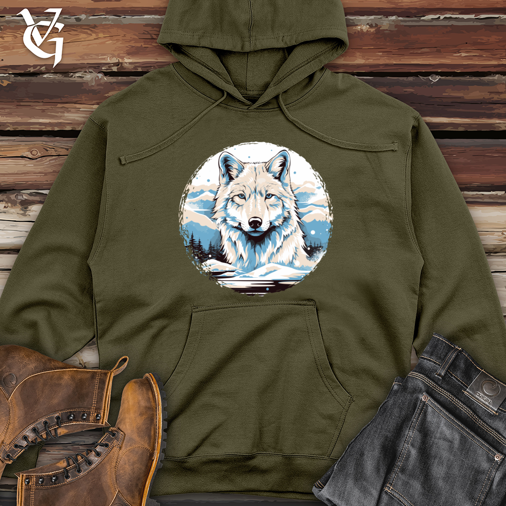 Viking Goods Wolf Winter Majesty Midweight Hooded Sweatshirt Army / L