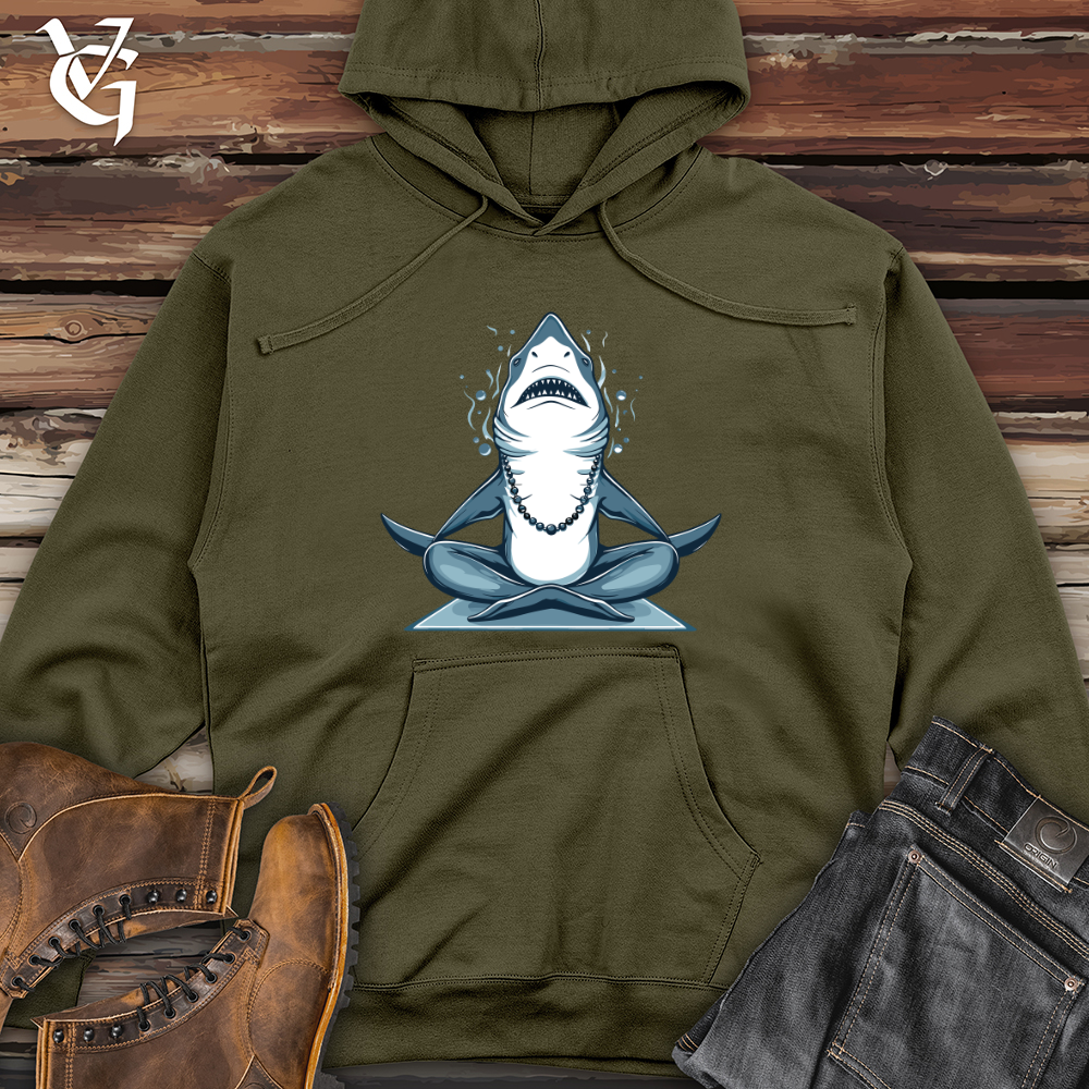 Viking Goods Zen Shark Meditation Midweight Hooded Sweatshirt Army / L