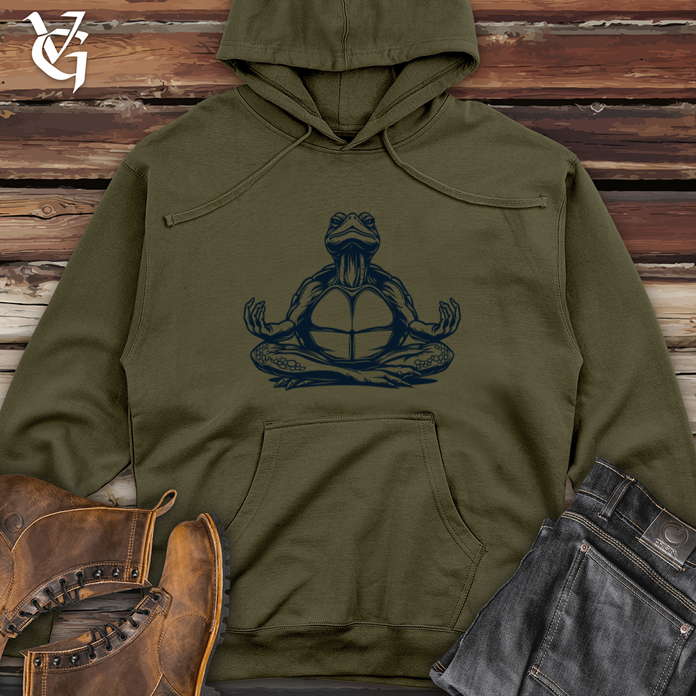 Viking Goods Zen Turtle Meditation Midweight Hooded Sweatshirt Army / L