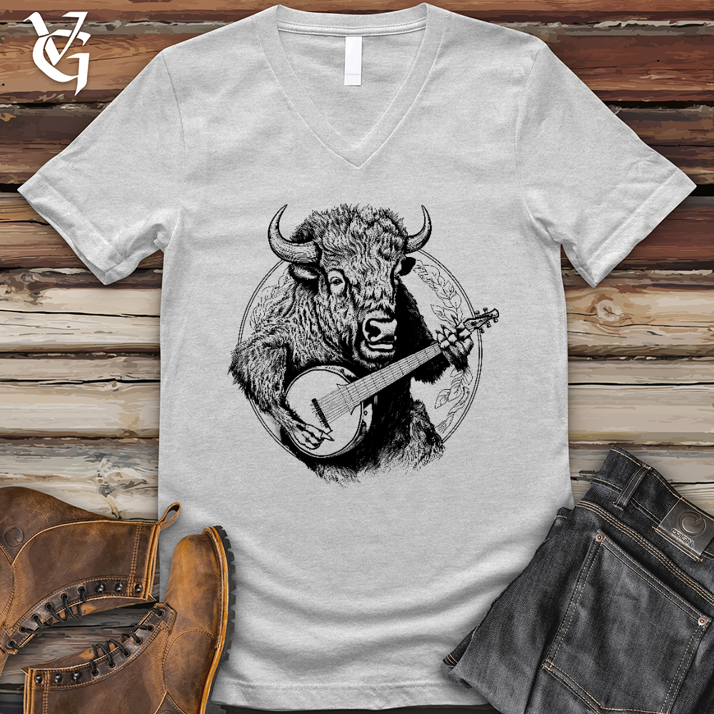 Viking Goods Banjo Bison V-Neck Tee Ash / L