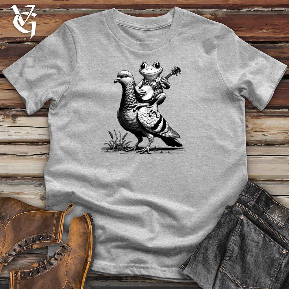 Viking Goods Banjo Frog On a Pigeon Cotton Tee Ash / L