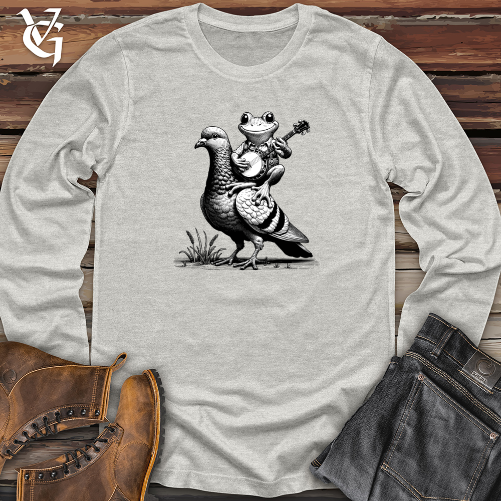 Viking Goods Banjo Frog On a Pigeon Long Sleeve Ash / L