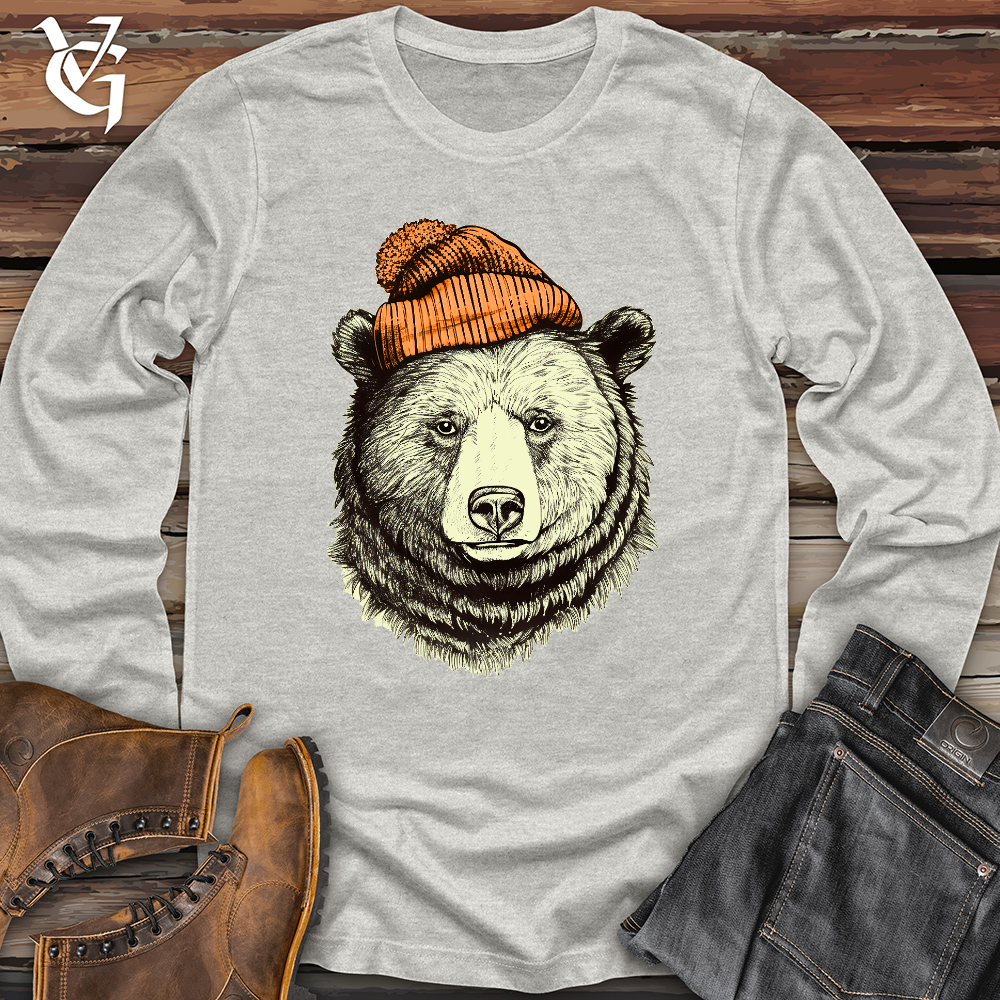 Viking Goods Bear Wearing Hunters Beanie Long Sleeve Ash / L