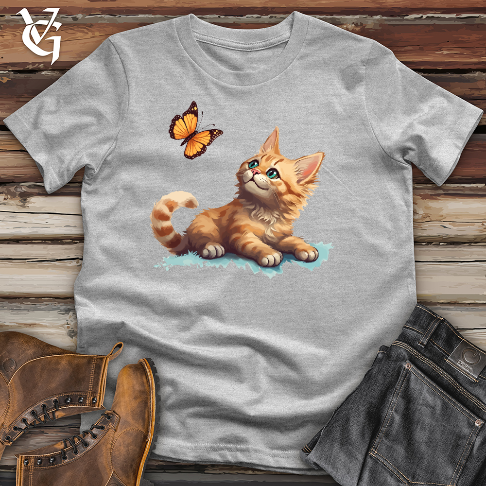 Viking Goods Cat and Butterfly Cotton Tee Ash / L