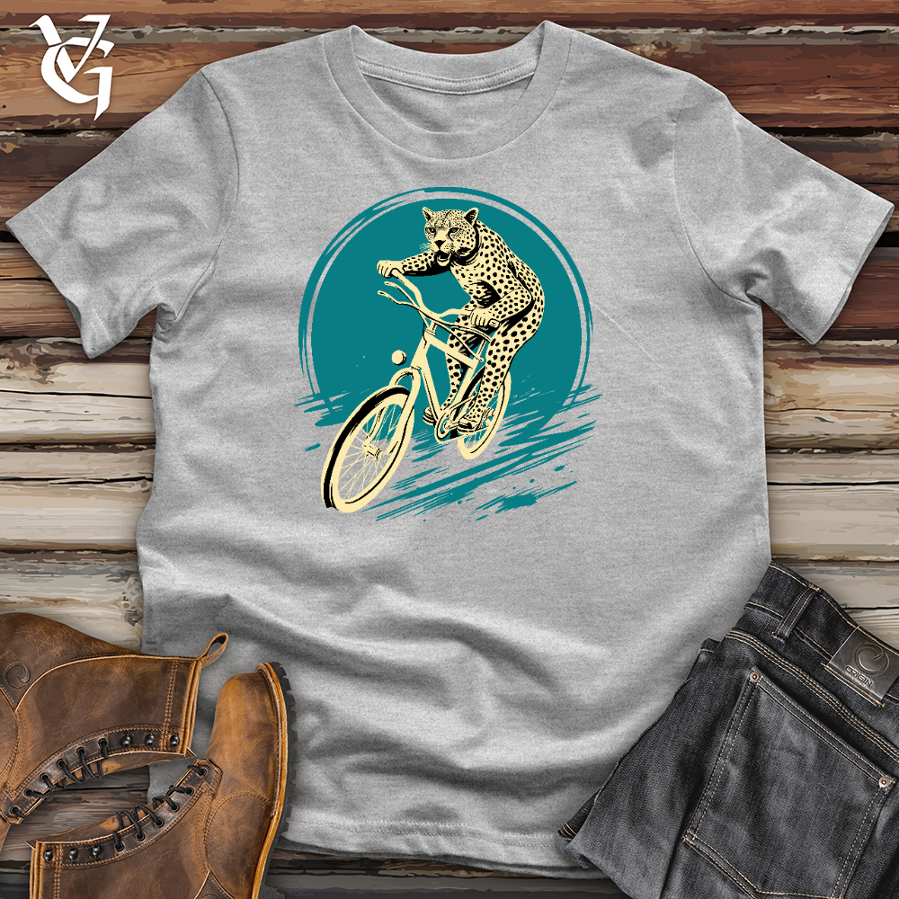 Viking Goods Cheetah Riding On A Bike Cotton Tee Ash / L