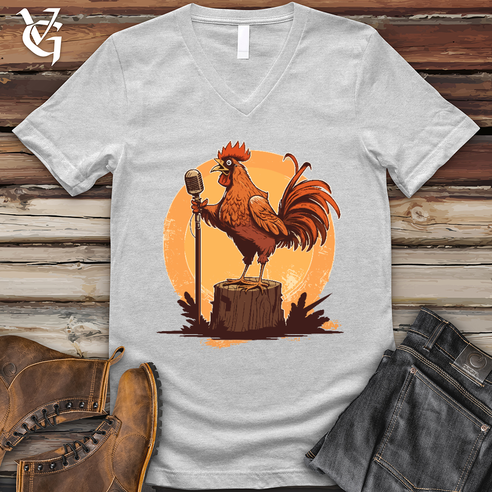 Viking Goods Chicken Rockstar V-Neck Tee Ash / L
