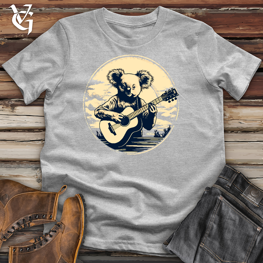 Viking Goods Cute Raccoon Playing Guitar Cotton Tee Dark Grey / L