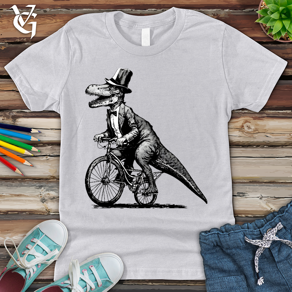 Viking Goods Dinosaur Riding a Bike Youth Tee Ash / L