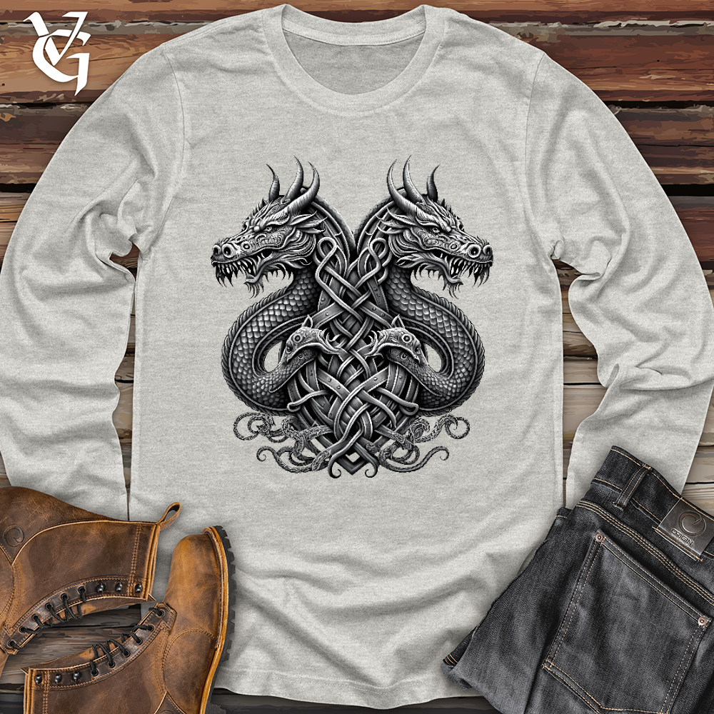 Viking Goods Emblem of Dreki Black & White 2 Long Sleeve Ash / L