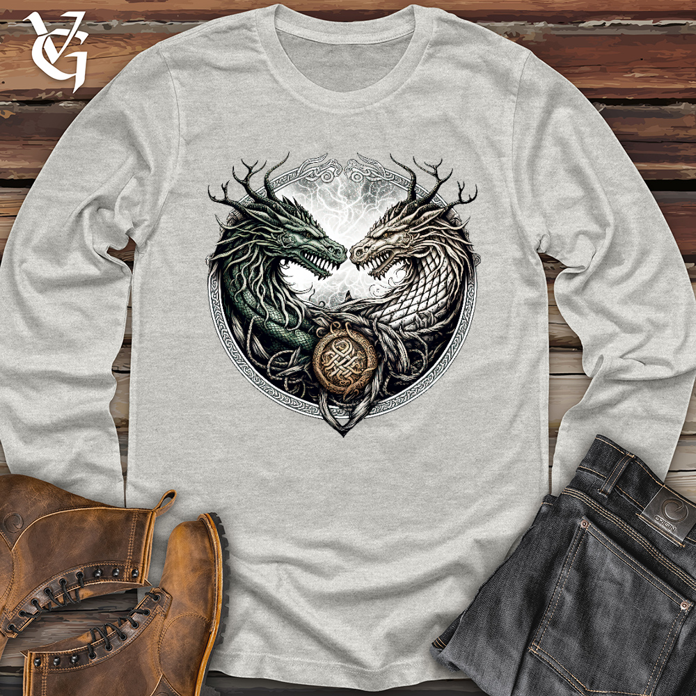 Viking Goods Horned Twin Dragons Long Sleeve Ash / L