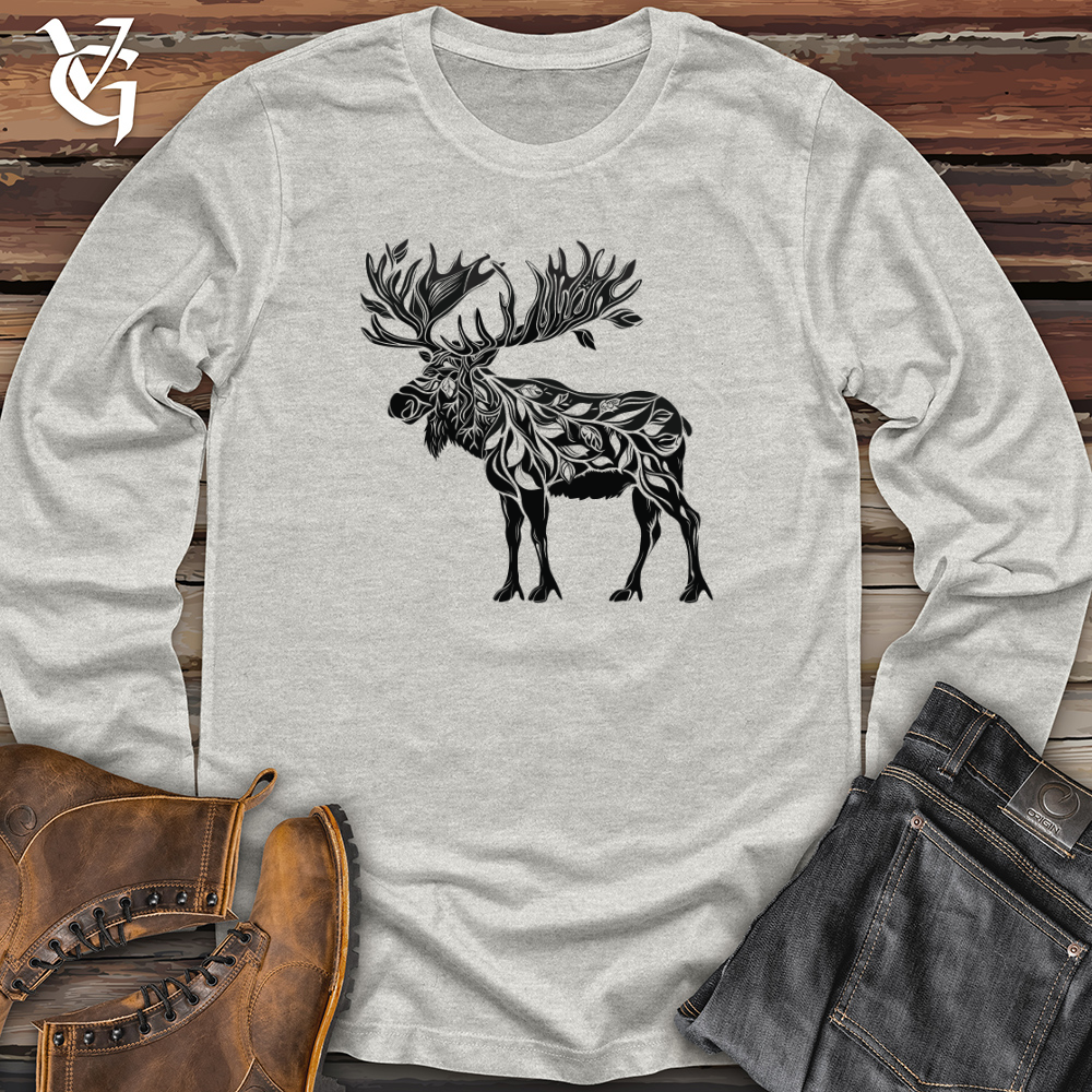 Viking Goods Majestic Moose Silhouette Long Sleeve Ash / L