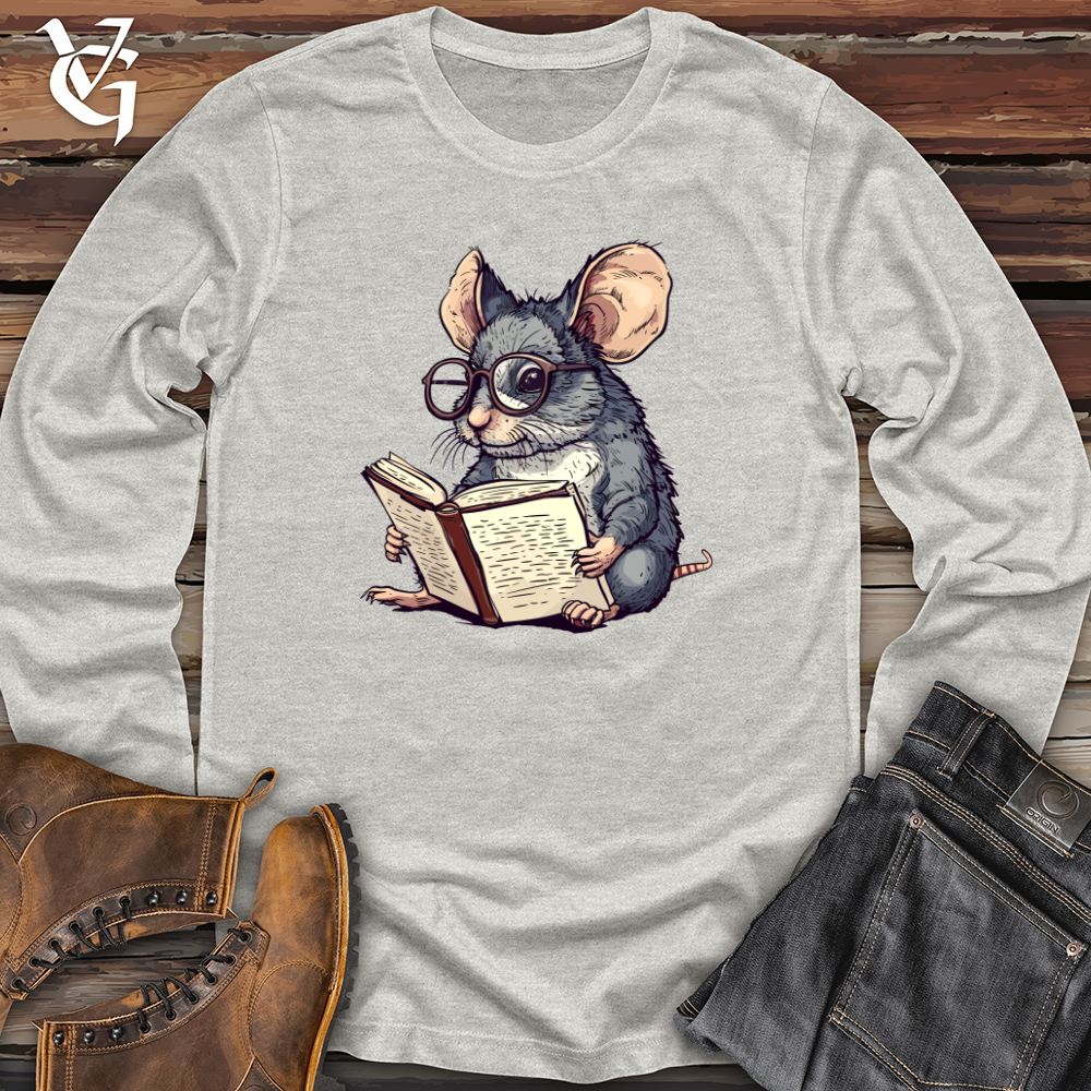 Viking Goods Mouse Bookworm Scholar Long Sleeve Ash / L