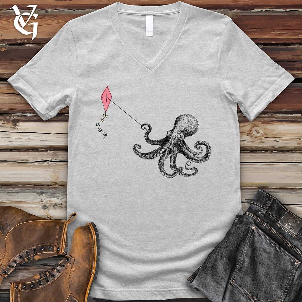 Viking Goods Octopus Flying Kyte V-Neck Tee Ash / L