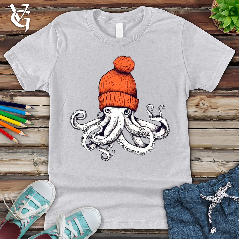 Viking Goods Octopus Orange Beanie Youth Tee Ash / L
